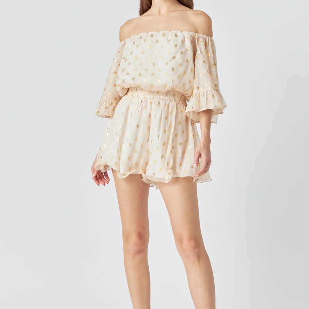 Endless Rose Chiffon Off-the-Shoulder Romper - Picture 7 of 7